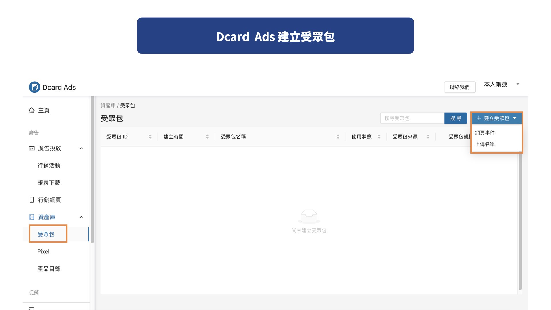 Dcard Ads 建立受眾包